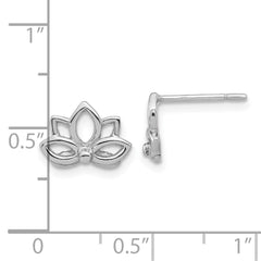 QE17643 Sterling Silver Rhodium-plated Lotus Flower Post Earrings