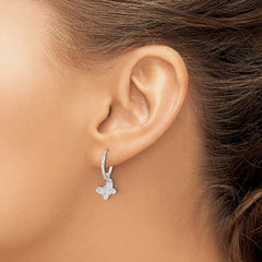 QE17664 Sterling Silver Rhodium-plated Madi K Butterfly Hoop Earrings