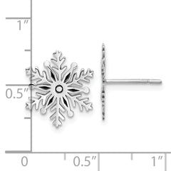 QE17668 Sterling Silver Rhodium-plated Enamel Snowflake Post Earrings