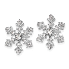 QE17669 Sterling Silver Rhodium-plated CZ Crystal Snowflake Post Earrings