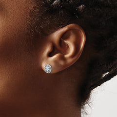 QE17673 Sterling Silver Rhodium-plated Aqua CZ Snowflake Post Earrings