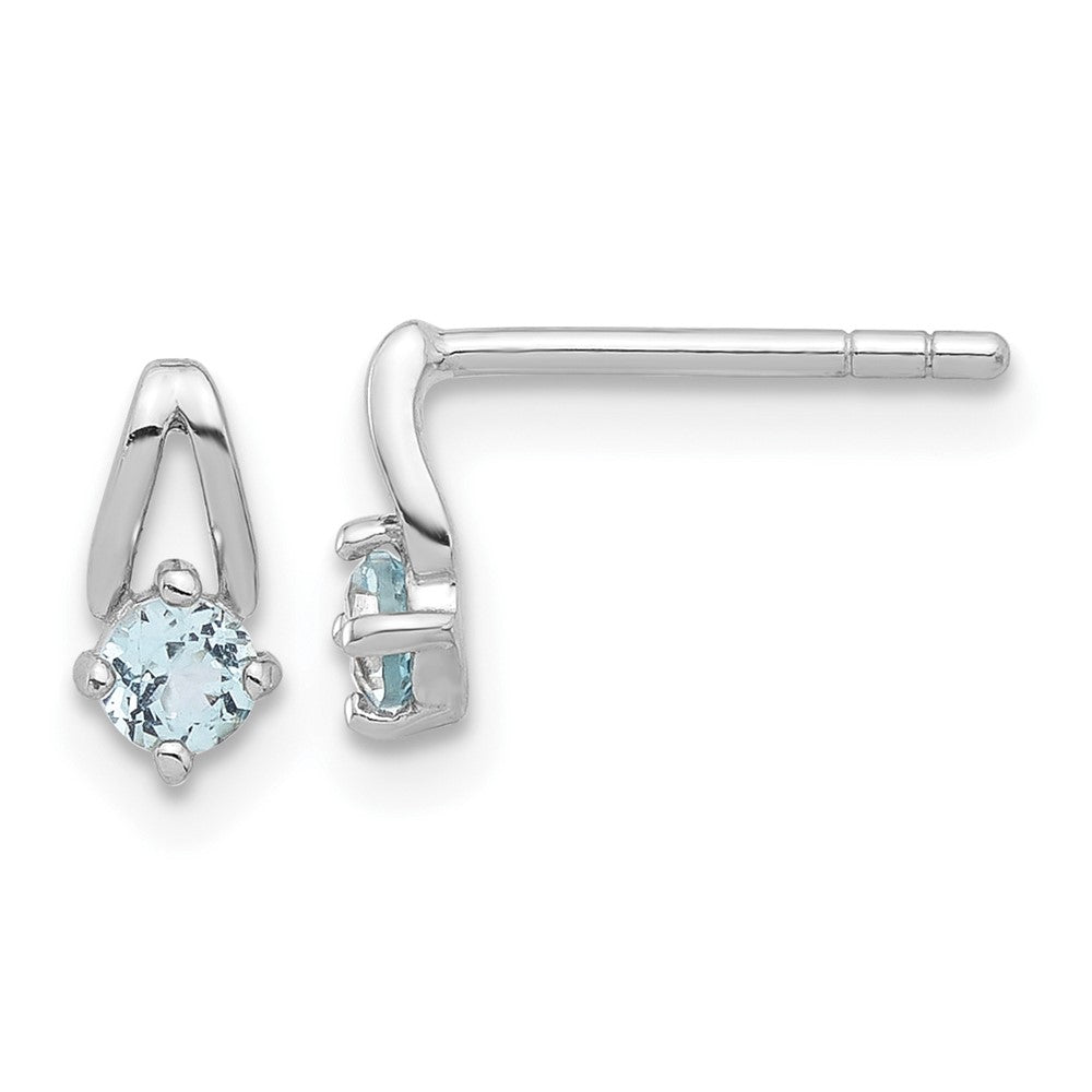 QE17753BT Sterling Silver Rhodium-plated .26BT Blue Topaz Post Earrings