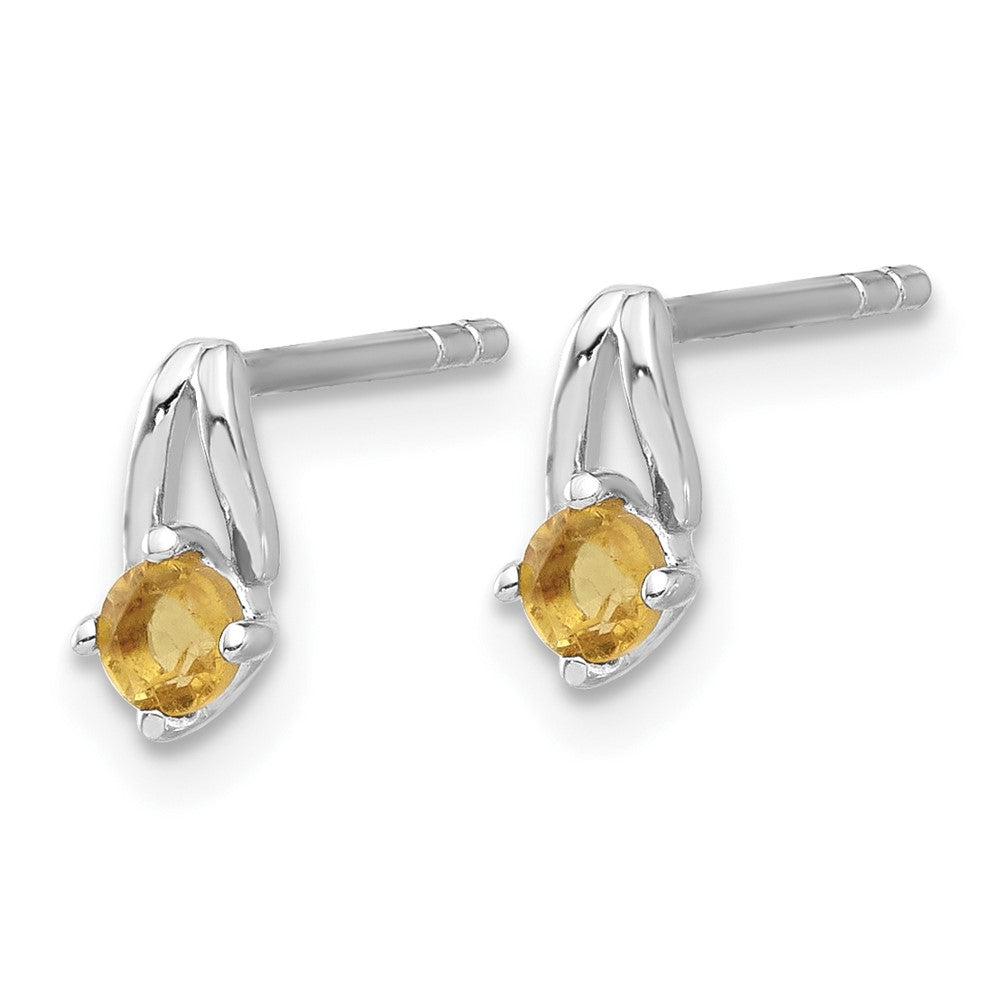 QE17753CI Sterling Silver Rhodium-plated .2CI Citrine Post Earrings