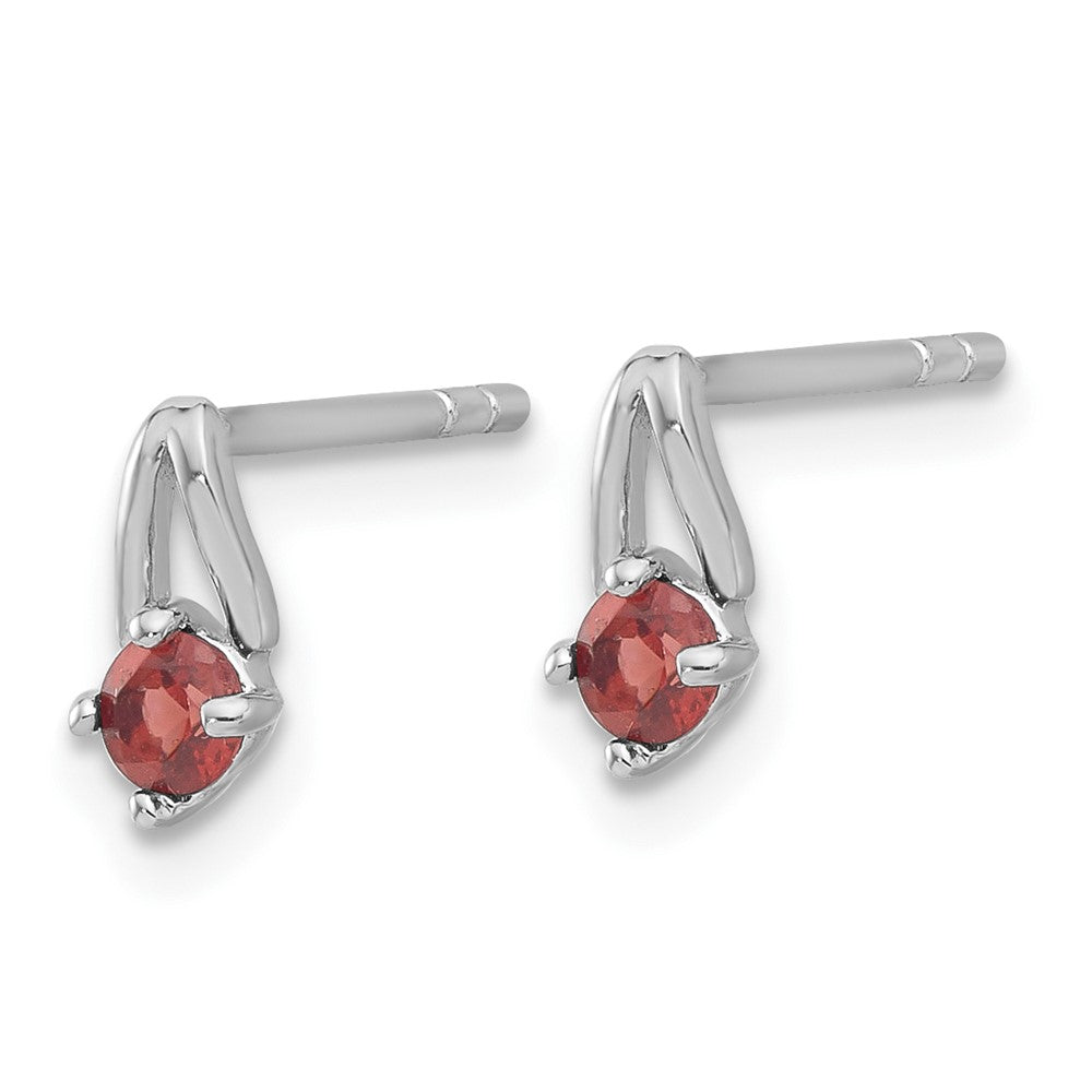 QE17753GA Sterling Silver Rhodium-plated .28GA Garnet Post Earrings
