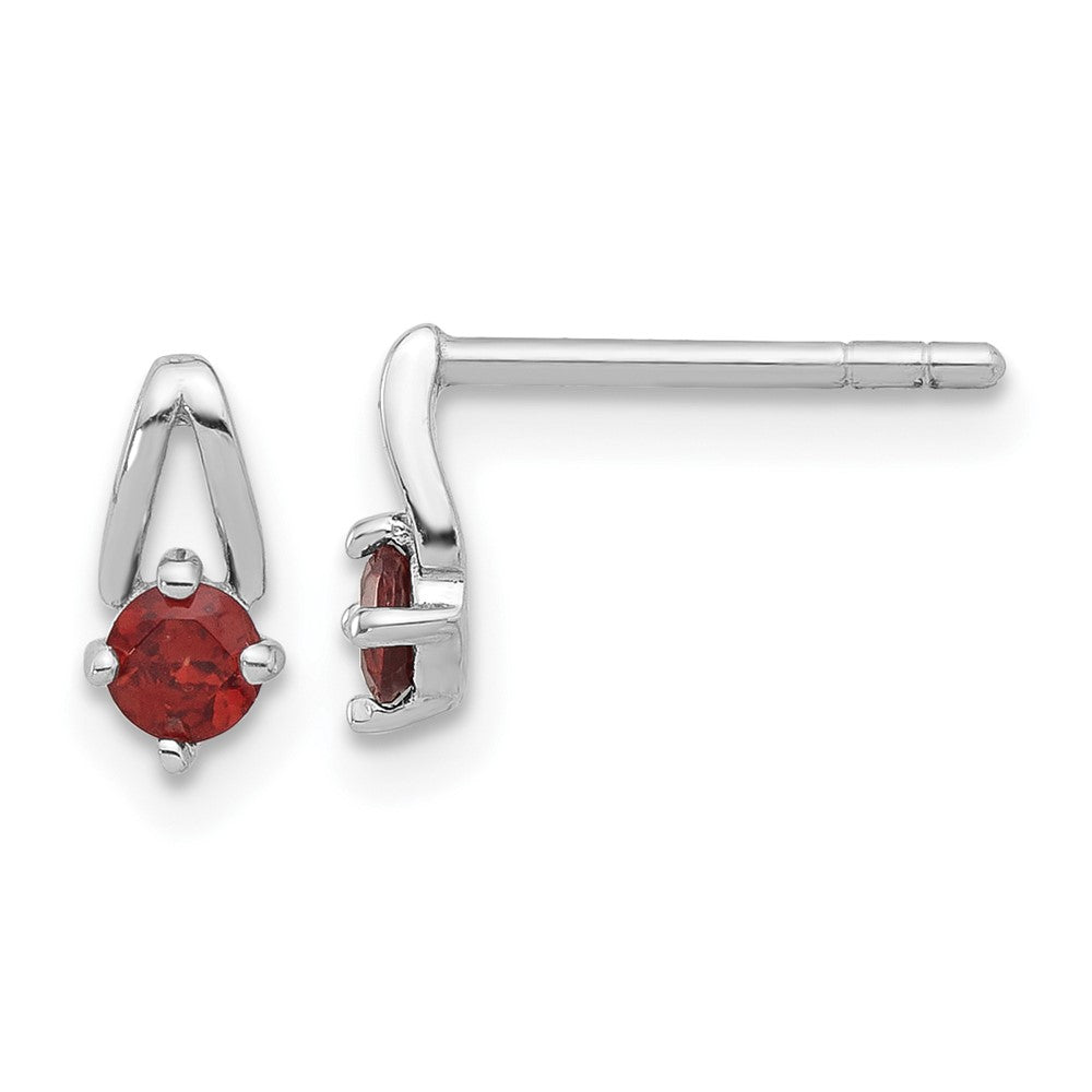 QE17753GA Sterling Silver Rhodium-plated .28GA Garnet Post Earrings