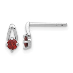 QE17753GA Sterling Silver Rhodium-plated .28GA Garnet Post Earrings