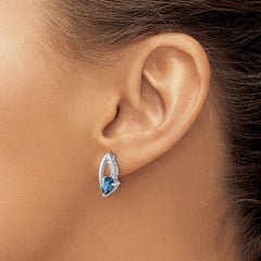 QE17755BT SS Rhodium-plated London Blue Topaz and White CZ Post Earrings