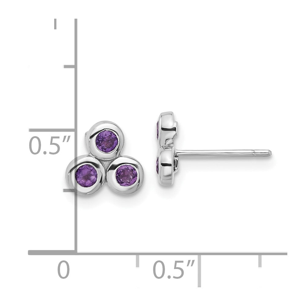 QE17758AM Sterling Silver Rhodium-plated Amethyst Post Earrings