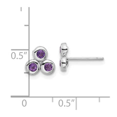 QE17758AM Sterling Silver Rhodium-plated Amethyst Post Earrings