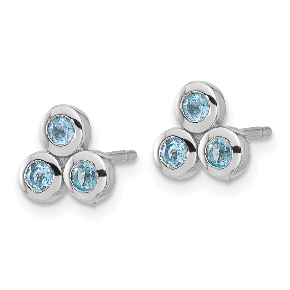 QE17758BT Sterling Silver Rhodium-plated Light Swiss Blue Topaz Post Earrings