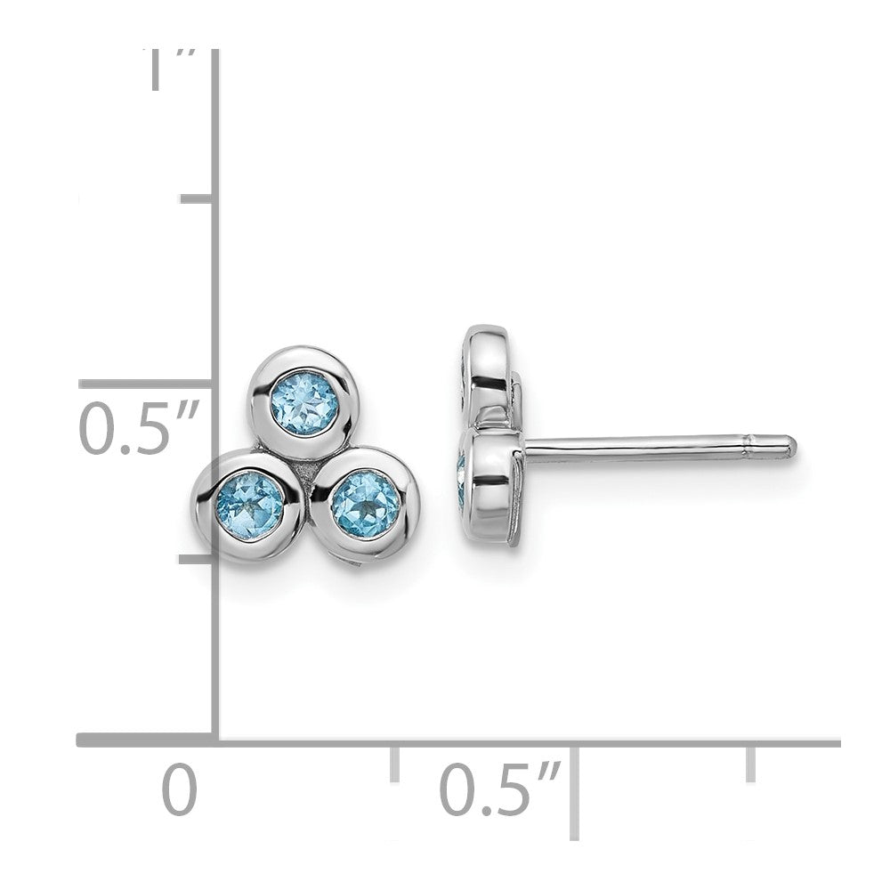 QE17758BT Sterling Silver Rhodium-plated Light Swiss Blue Topaz Post Earrings