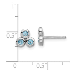 QE17758BT Sterling Silver Rhodium-plated Light Swiss Blue Topaz Post Earrings