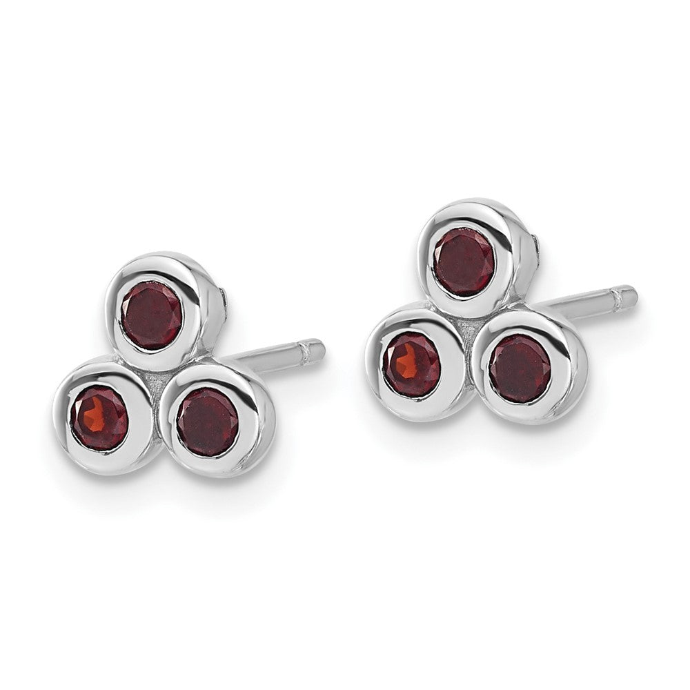 QE17758GA Sterling Silver Rhodium-plated Garnet Post Earrings