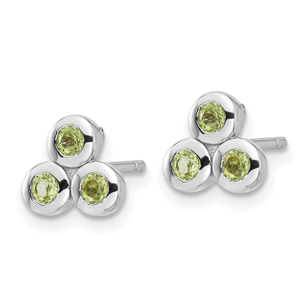 QE17758PE Sterling Silver Rhodium-plated Peridot Post Earrings