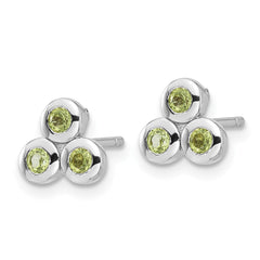 QE17758PE Sterling Silver Rhodium-plated Peridot Post Earrings