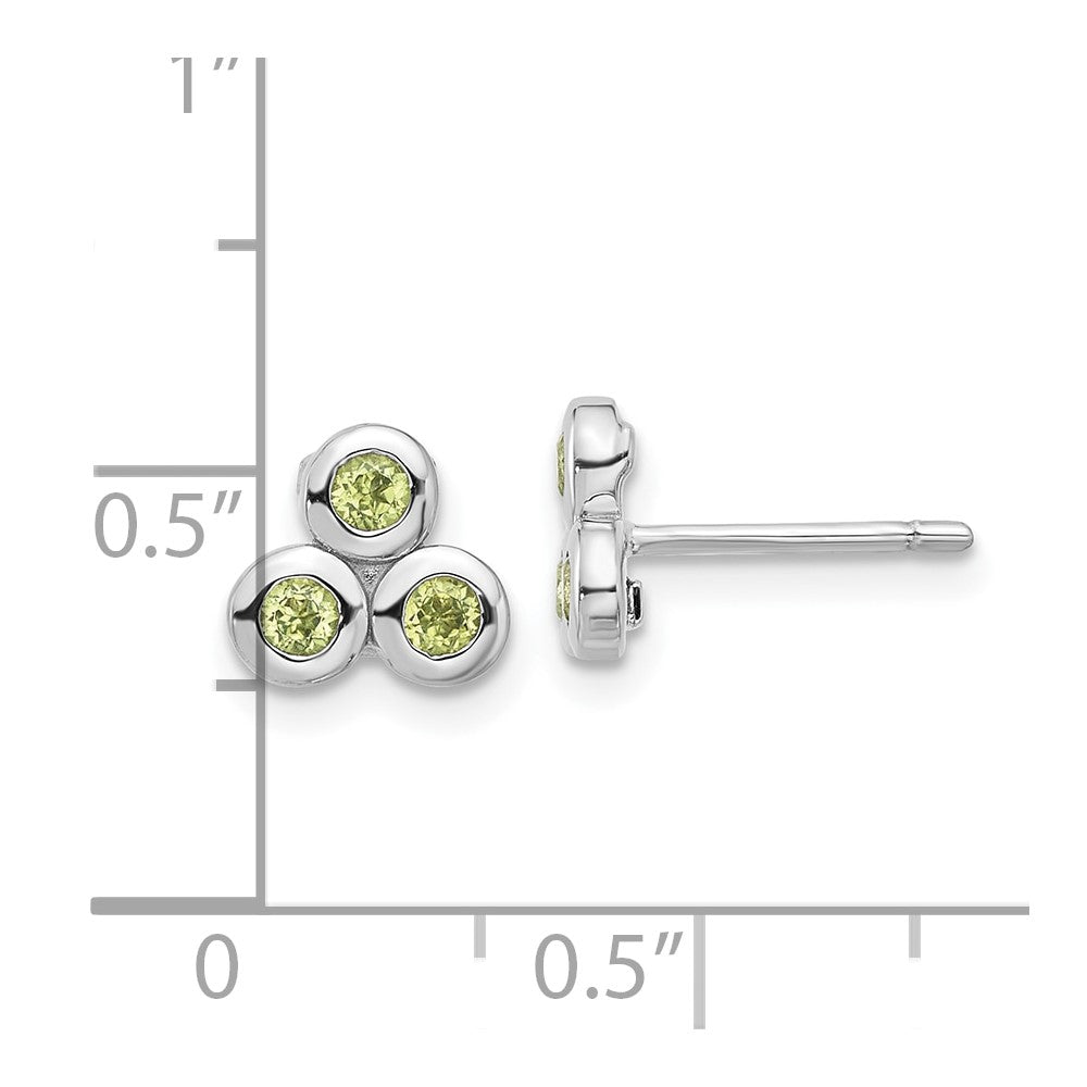 QE17758PE Sterling Silver Rhodium-plated Peridot Post Earrings
