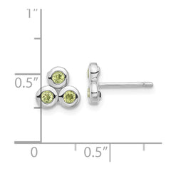 QE17758PE Sterling Silver Rhodium-plated Peridot Post Earrings