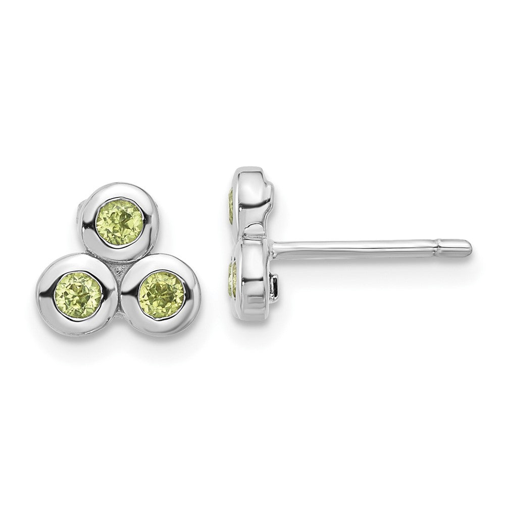 QE17758PE Sterling Silver Rhodium-plated Peridot Post Earrings