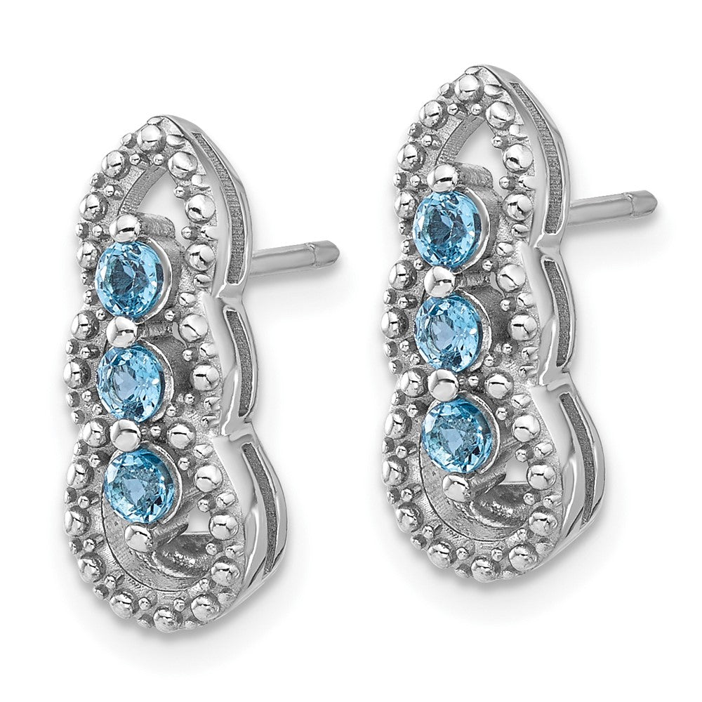QE17759BT Sterling Silver Rhodium-plated Light Swiss Blue Topaz Post Earrings