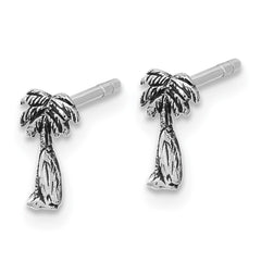 QE17785 Sterling Silver Rh-plated Antiqued Palm & Tree Surfboard Earrings