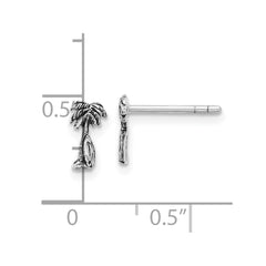QE17785 Sterling Silver Rh-plated Antiqued Palm & Tree Surfboard Earrings