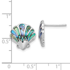 QE17790 Sterling Silver Rh-plated Polished Abalone Shell Post Earrings