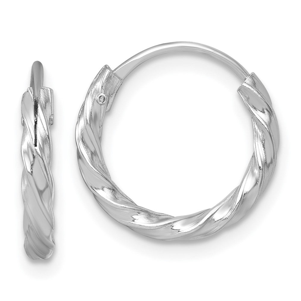 QE17820 Sterling Silver Rhodium-plated Polished Twisted 2.25 x 15.5mm Round Endless Hoop Earrings