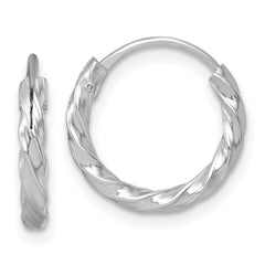 QE17820 Sterling Silver Rhodium-plated Polished Twisted 2.25 x 15.5mm Round Endless Hoop Earrings