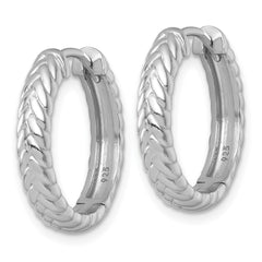 QE17871 Sterling Silver Rhodium-plated Polished 4.00 x 20mm Braided Round Hinged Hoop Earrings