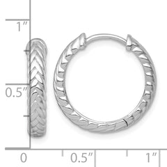 QE17871 Sterling Silver Rhodium-plated Polished 4.00 x 20mm Braided Round Hinged Hoop Earrings