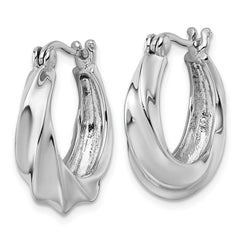 QE17880 Sterling Silver Rhodium-plated Polished 6mm x 19mm Graduated Twisted Hoop Earrings