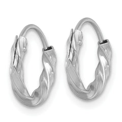 QE17884 Sterling Silver Rhodium-plated Polished Twisted 2.25 x 13mm Round Endless Hoop Earrings