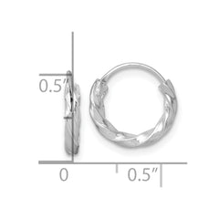 QE17884 Sterling Silver Rhodium-plated Polished Twisted 2.25 x 13mm Round Endless Hoop Earrings