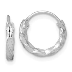 QE17884 Sterling Silver Rhodium-plated Polished Twisted 2.25 x 13mm Round Endless Hoop Earrings