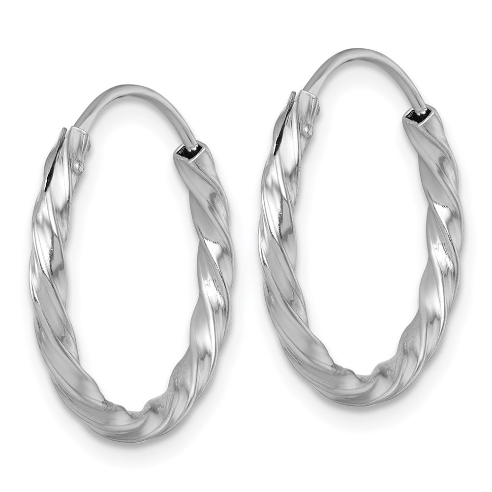 QE17885 Sterling Silver Rhodium-plated Polished Twisted 2.25 x 20mm Round Endless Hoop Earrings