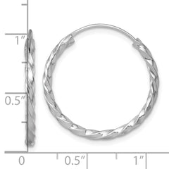 QE17886 Sterling Silver Rhodium-plated Polished Twisted 2.25 x 26mm Round Endless Hoop Earrings