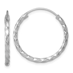 QE17886 Sterling Silver Rhodium-plated Polished Twisted 2.25 x 26mm Round Endless Hoop Earrings
