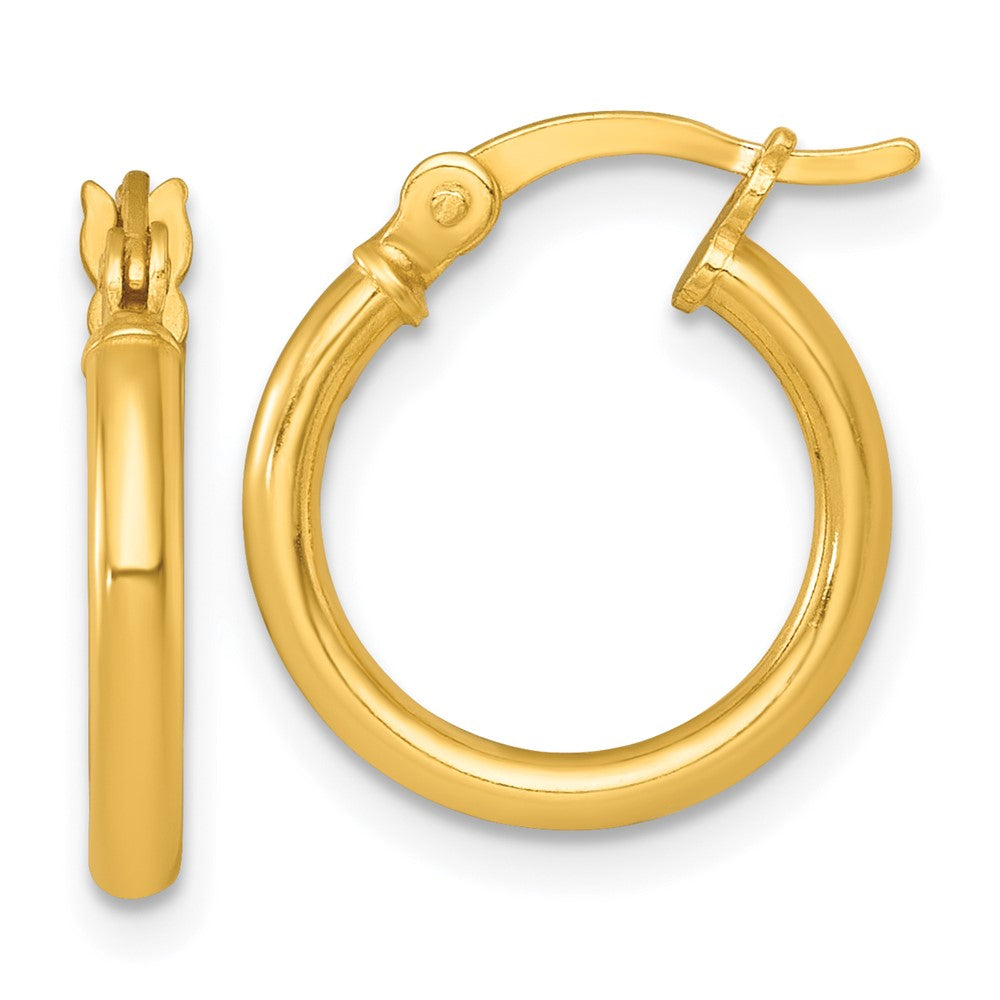 QE17902GP Sterling Silver Gold-tone Polished 2.00mm x 15mm Round Tube Hoop Earrings