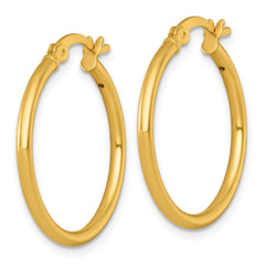 QE17903GP Sterling Silver Gold-tone Polished 2.00mm x 25mm Round Tube Hoop Earrings