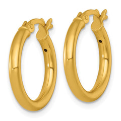 QE17904GP Sterling Silver Gold-tone Polished 2.5mm x 18mm Round Tube Hoop Earrings