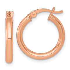 QE17904RP Sterling Silver Rose-tone Polished 2.5mm x 18mm Round Tube Hoop Earrings