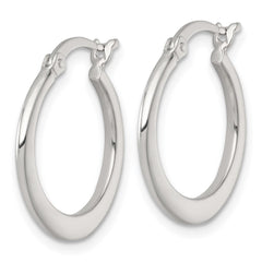 QE17906 Sterling Silver Polished 20.0mm Tapered Round Hoop Earrings