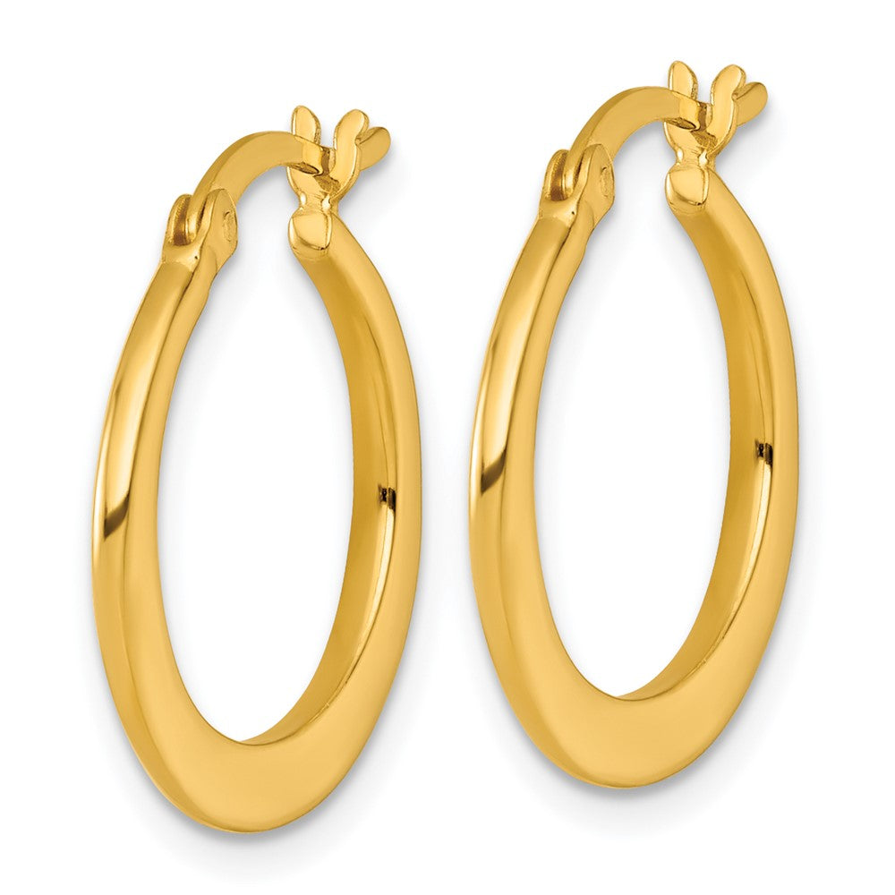 QE17906GP Sterling Silver Gold-tone Polished 20.0mm Tapered Round Hoop Earrings
