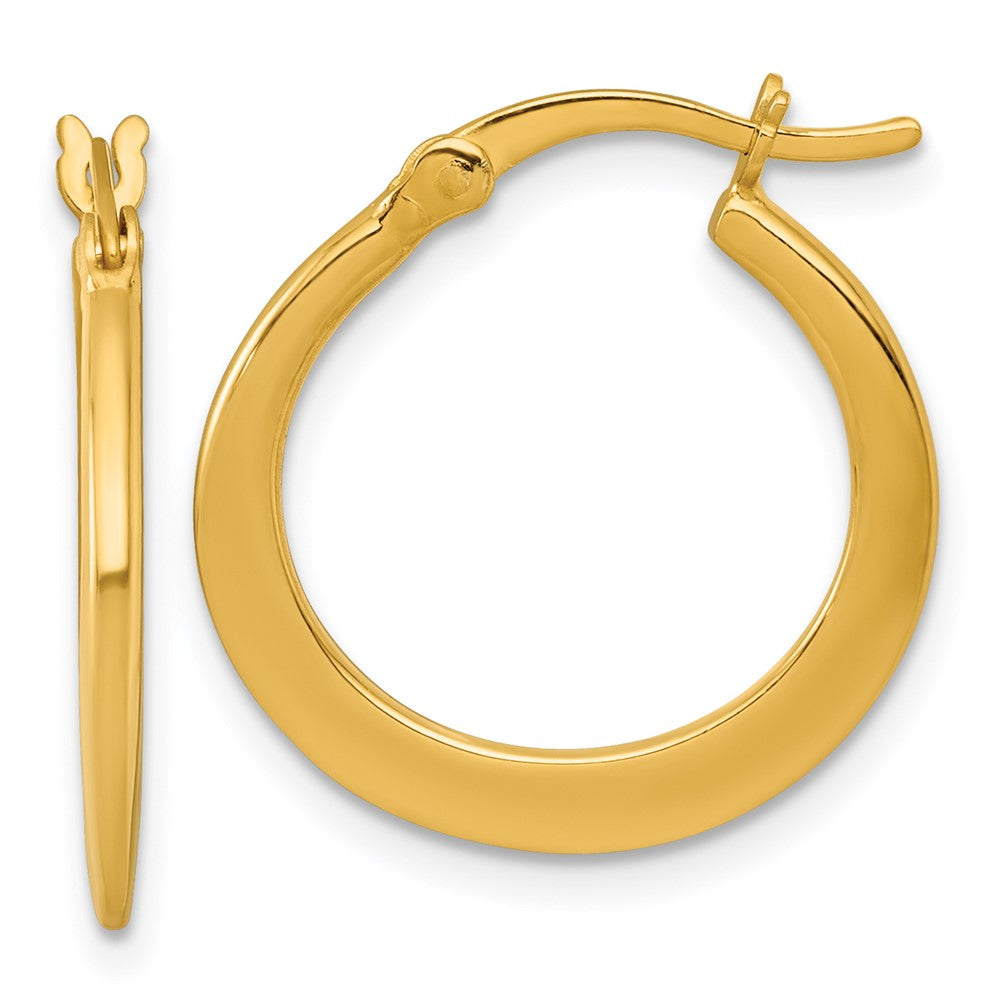 QE17906GP Sterling Silver Gold-tone Polished 20.0mm Tapered Round Hoop Earrings