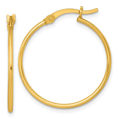 QE17909GP Sterling Silver Gold-tone Polished 1.25mm x 25mm Round Tube Hoop Earrings