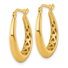 QE17911GP Sterling Silver Gold-tone Polished Knife Edge Tapered Oval Hoop Earrings