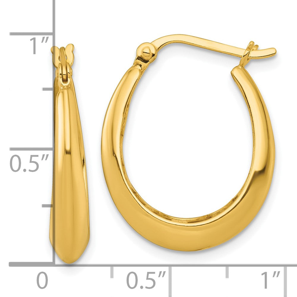 QE17911GP Sterling Silver Gold-tone Polished Knife Edge Tapered Oval Hoop Earrings