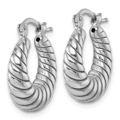 QE17915 Sterling Silver Rhodium-plated Polished 5.5 x 18mm Twisted Graduated Tube Hoop Earrings