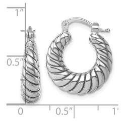 QE17915 Sterling Silver Rhodium-plated Polished 5.5 x 18mm Twisted Graduated Tube Hoop Earrings