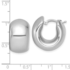 QE17926 Sterling Silver Rhodium-plated Polished 12.00mm x 20mm Hollow Hoop Earrings